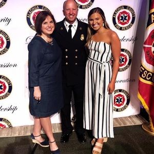 H&M Size 4 White/Navy Strapless Jumpsuit